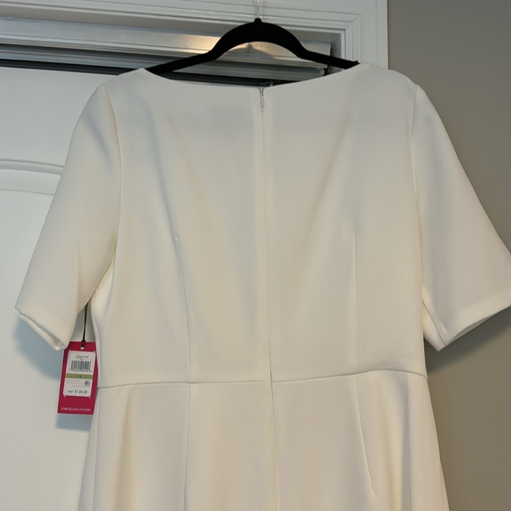 NWT Vince Camuto Signature Tie Front Stretch Crepe White Dress - Picture 10 of 11